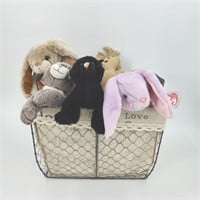 Wire Basket of Plushes