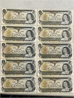 10- 1973 Cdn UNC Bank Notes