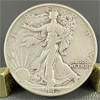 1942 Walking Liberty Silver (90%) Half Dollar