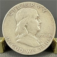 1950 Ben Franklin Silver (90%) Half Dollar