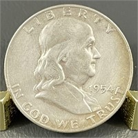 1954-D Ben Franklin Silver (90%) Half Dollar