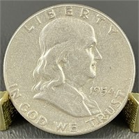 1954 Ben Franklin Silver (90%) Half Dollar