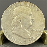 1948-D Ben Franklin Silver (90%) Half Dollar