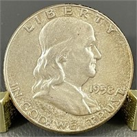 1958 Ben Franklin Silver (90%) Half Dollar