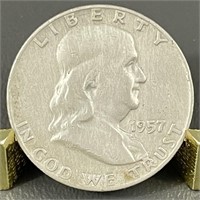 1957-D Ben Franklin Silver (90%) Half Dollar