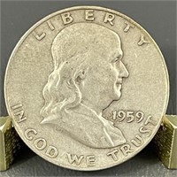 1959 Ben Franklin Silver (90%) Half Dollar
