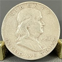 1951 Ben Franklin Silver (90%) Half Dollar