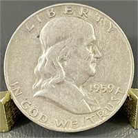 1959-D Ben Franklin Silver (90%) Half Dollar