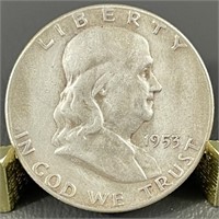 1953-S Ben Franklin Silver (90%) Half Dollar