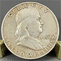 1950-D Ben Franklin Silver (90%) Half Dollar