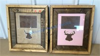TWO RUSTIC DEER PICTURE FRAMES
