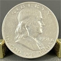 1951-D Ben Franklin Silver (90%) Half Dollar