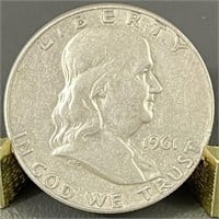 1961-D Ben Franklin Silver (90%) Half Dollar