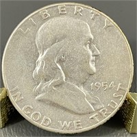 1954-S Ben Franklin Silver (90%) Half Dollar