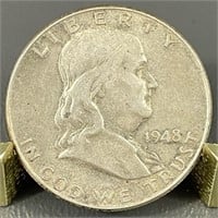 1948 Ben Franklin Silver (90%) Half Dollar