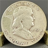 1951-S Ben Franklin Silver (90%) Half Dollar