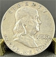 1958 Ben Franklin Silver Half Dollar (90%)
