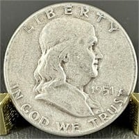 1951 Ben Franklin Silver Half Dollar (90%)