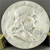 1962D Ben Franklin Silver Half Dollar (90%)