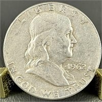 1962 Ben Franklin Silver Half Dollar (90%)
