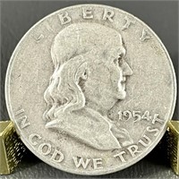 1954D Ben Franklin Silver Half Dollar (90%)