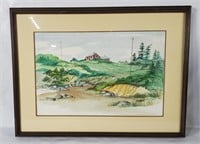 Country Scene Watercolor Signed A. Larson