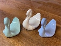 3 Swan Figurines