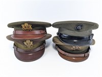 (4) Green US Military Dress Caps