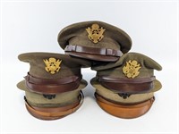 (5) Green & Tan US Military Dress Caps