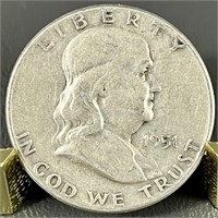 1951 Ben Franklin Silver Half Dollar (90%)