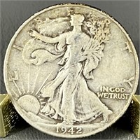 1942 Walking Liberty Silver (90%) Half Dollar