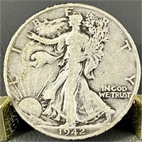 1942S Walking Liberty Silver (90%) Half Dollar