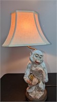 Monkey Eating Banana Figural Lamp Ceramic