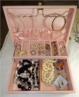 Vintage Jewelry Box with Contents