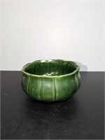 Vintage Green Scalloped Edge Planter Bowl