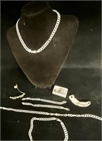 Italian silver chain necklace, jewelry