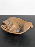 Pottery Folded Ripple Bowl Brown