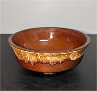 Vintage Roseville Brown & White Drip Glaze Bowl