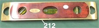9-inch brass torpedo level with wood infill