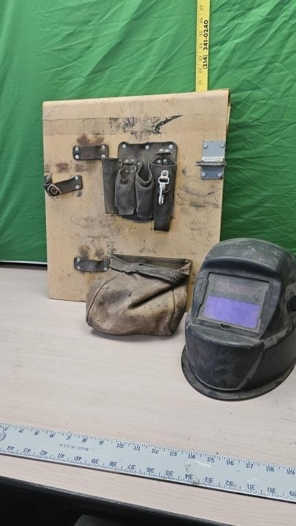Tool caddy and welding helmet