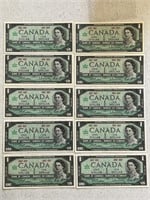 10- (1867-1967) Cdn UNC $1 Notes