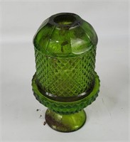 Vtg Green Art Glass Candle Holder