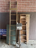 2-Wooden Ladders & Birdhouse