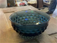 Teal Blue Whitehall Cubist Indiana Glass Bowl