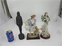 3 statues vintages avec femme