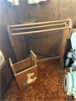 Wood Quilt Rack, Plant Stand & Trash Can