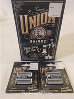 Union Razors 3pc Shave Kit + 2 Replacement Cart.