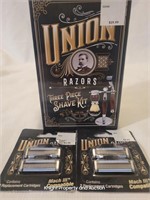 Union Razors 3pc Shave Kit + 2 Replacement Cart.