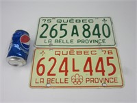 2 vieilles plaques d'immatriculation Québec