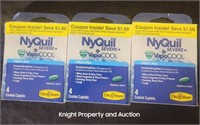 3 NyQuil Severe+ Vicks Vapo COOL 4 Caplets per box